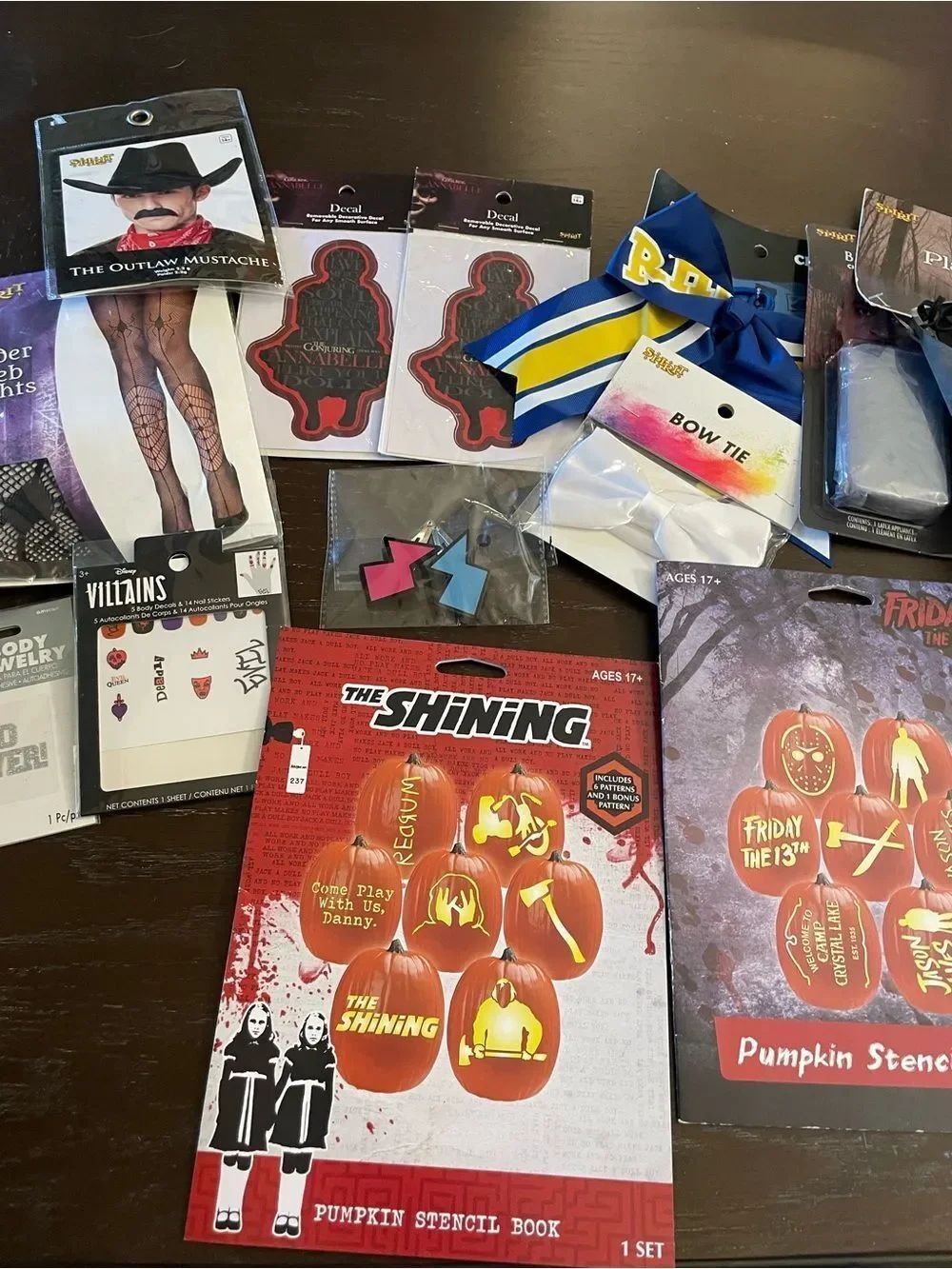Spirit Halloween Accessories Lot Bows Books Decals Spider Stockings Hair Ribbon